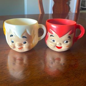 Vintage Pebbles and Bam Bam drink mugs cir. 1974 ish